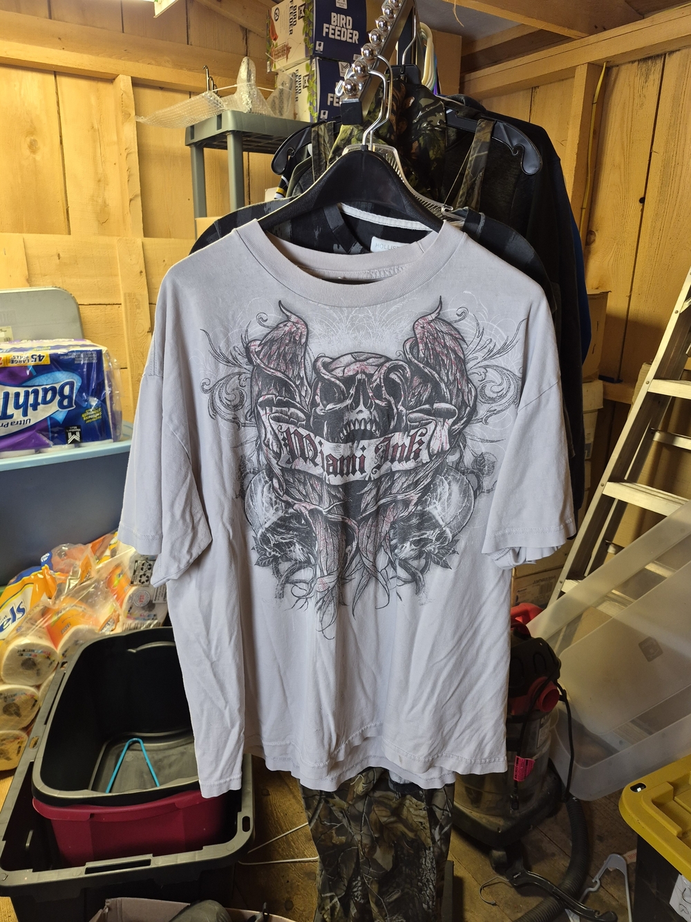 miami Light Gray Graphic Skull Crew Neck Tee Bin 48